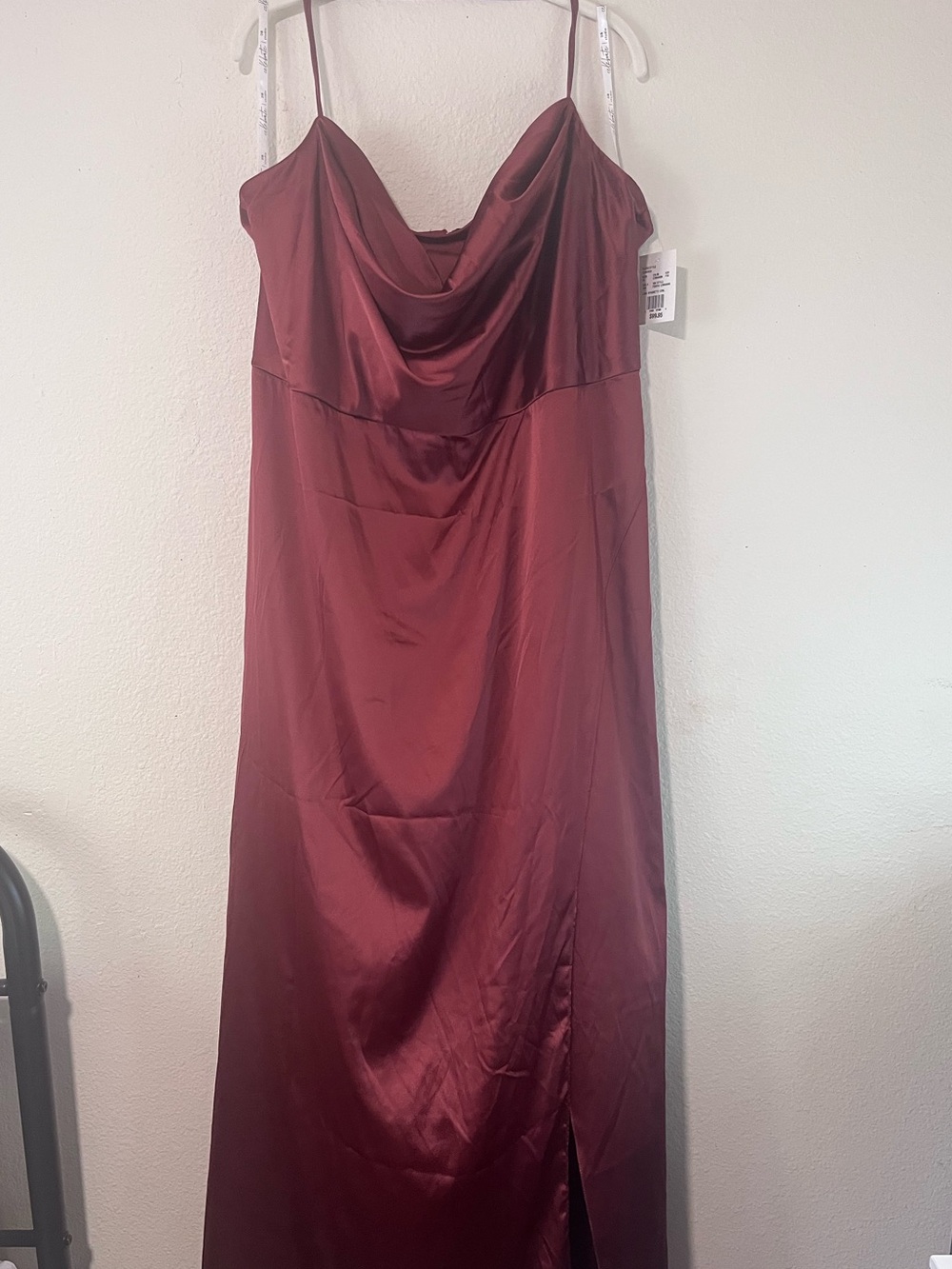 David’s Bridal Studio Satin Cowl Neck Dress - Cinnamon